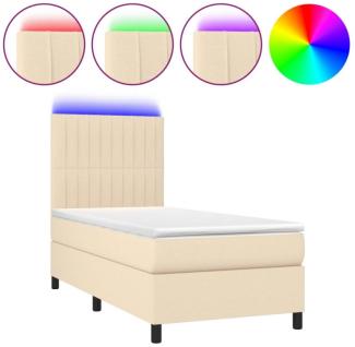 Boxspringbett mit Matratze & LED Stoff Creme 80 x 200 cm, Härtegrad: H2 [3134994]