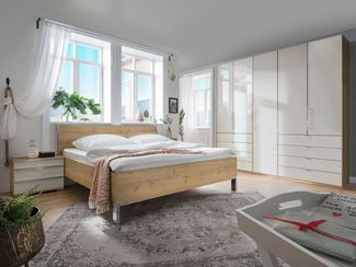 WIEMANN Falttürenschrank Loft, Kleiderschrank, Schrank, Wäscheschrank, mit Glasfront (3 Breiten, 2 Höhen 216/236 cm auswählbar, MADE IN GERMANY) inkl. gepämpften Schubkästen und Türen, mit Panoramaöffnung