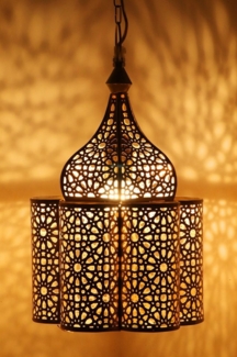 Marrakesch Orient & Mediterran Interior Pendelleuchte Orientalische Lampe Pendelleuchte Feryal Gold, Handarbeit