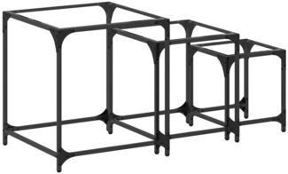 vidaXL Satztische 3 Stk. mit Glasplatte Transparent Stahl 845986