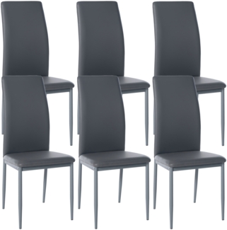 DELUKE® 6er Set Esszimmerstühle SAVINO Kunstleder - 99x41,5x40cm, grau, Kunstleder Metall Gestell Stühle Esszimmerstühle Stuhl Esszimmer Esstisch Stühle Küchenstuhl