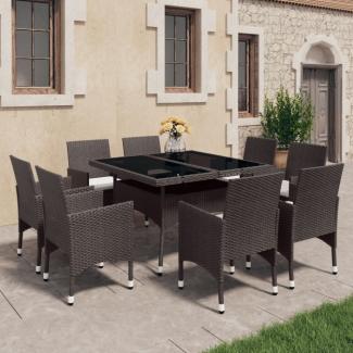 vidaXL 9-tlg. Garten-Essgruppe Poly Rattan und Glas Braun 3058341