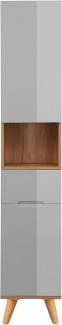 welltime Hochschrank Lund Badschrank skandinavisches Design mit viel Stauraum Badmöbel, 2 Türen und 1 Schublade, Breite 35cm