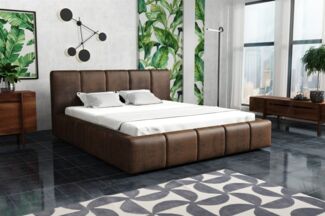 Polsterbett Bett Doppelbett GENUA Komplettset 120x200cm Stoff Gobi Braun