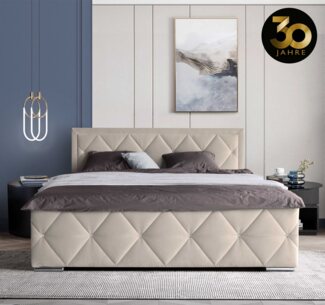 Leonique Boxbett Alfie, Topseller! Inkl. Bettkasten&Topper, Wahlweise mit Knopfsteppung oder Strasssteinen, H2, H3 und H4 wählbar