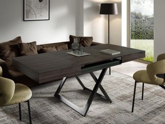 Compleo Couchtisch ausziehbar und höhenverstellbar, Modern Design, 120/200 x 80 x 27-80cm
