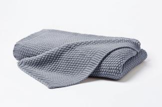 Hahn Primera Strickdecke Kuscheldecke Perlmuster 130x170 cm mittelgrau 545001-860