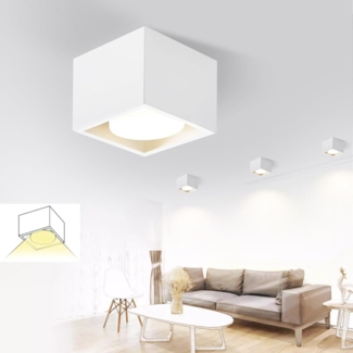 ZMH Deckenspots LED Weiß Aufbaustrahler - Spots Deckenleuchte Aufputz Warmweiß Deckenstrahler Eckig GX53 Spotleuchte 5W Flach Aufbauspot Schwenkbar für Küche Wohnzimmer Esszimmer Korridor Flur(Ohne Leuchtmittel)