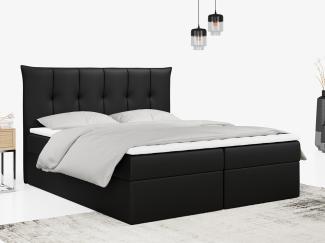 Boxspringbett, Polsterbett mit Bettkasten - PREMIUM-10 - 120x200cm - Schwarz Kunstleder - H3