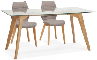 Designer-Esszimmertisch SALTO | Moderner rechteckiger Esstisch aus Glas | 180 x 90 x 75 cm | Esstisch Holz, Glas | Designer-Esszimmertisch Kadima Design