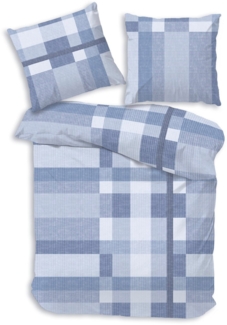 Träumschön Bettwäsche Premium Baumwolle 155x220 - 80x80 cm Baumwolle, Kariert blau, Baumwolle, 2 teilig, mit Reißverschluss, luftig und leichte Sommerbettwäsche