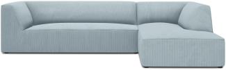 Micadoni 4-Sitzer Modular Ecke rechts Sofa Ruby | Bezug Light Blue | Beinfarbe Black Plastic