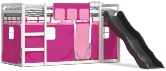 vidaXL Etagenbett mit Rutsche und Gardinen Rosa 80x200 cm 3284121