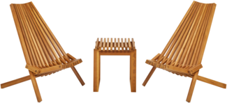 Bistro Set BELLANO Holz Heller Holzfarbton