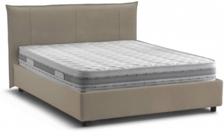 Dmora Almond Doppelbett, Bettkasten mit Stoffbezug, 100 % Made in Italy, Öffnung vorne, inklusive Matratze 160 x 190 cm, Taupe