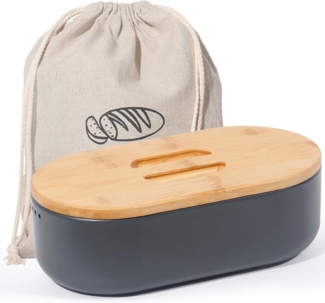 Zedelmaier Brotkasten Brotkasten mit Schneidebrett,MatteBrotbox mit Holzdeckel&Leinen beutel, (MBH006), Rundum Belüftung, Brotkorb für langanhaltende Frische 33x21x15cm