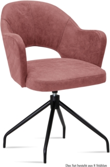 Armlehnstuhl drehbar (8er-Set) Dorcas 59 x 87 x 61 Schwarz/Rosewood