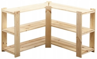 PROREGAL® Eckregal WOODLAND, HxBxT 64 x 80 x 50 cm, Fachl. 120kg, 2 Ebenen, Kiefer, Natur