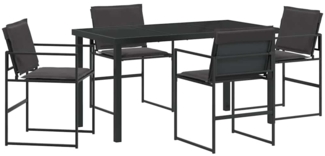 vidaXL Garten Essgruppe 5 pcs Schwarz Textilene und Stahl 3379333
