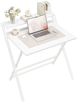 Yaheetech Schreibtisch Klappbarer Computertisch mit kleiner Ablage, Bürotisch Laptop-Tisch PC-Tisch Mehrschichtiger Arbeitstisch