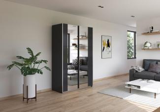 rauch Kleiderschrank, Schwebetürenschrank KRONACH, 2-türig, 2 Spiegeltüren teilaufgelegt, Grau metallic, 131 x 210 x 59 cm