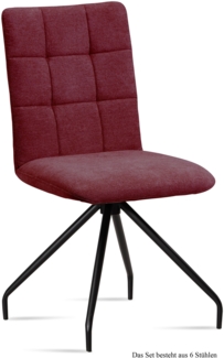 Esszimmerstuhl (6er-Set) Devera 47 x 91 x 60 Schwarz/Marsala