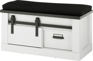 Home affaire Sitzbank SHERWOOD, modernes Holz Dekor, mit Scheunentorbeschlag aus Metall, Breite 93 cm