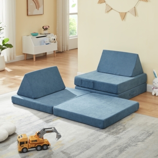 Spielsofa Norhulta 5-tlg. 120x66x46 cm Cord Blau [en. casa]