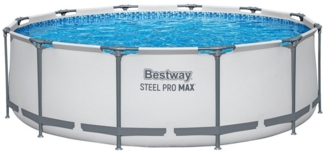 Bestway Framepool Steel Pro MAX™ Solo Pool ohne Zubehör Ø 366 x 100 cm, lichtgrau, rund (Packung), Ø 366 x 100 cm