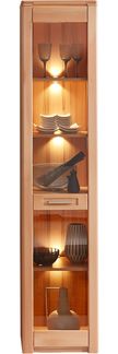 Standvitrine >Nature One< 1 Tür, mit LED, FSC, Kernbuche teilmassiv - 43x203x40cm (B/H/T)