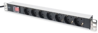 DIGITUS Steckdosenleiste Aluprofil Schalter 7-fach Schuko, 2m