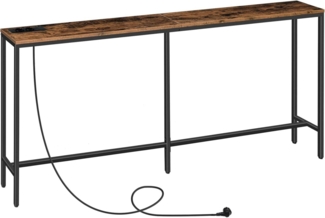 Schmaler Konsolentisch 180 cm Ladestation USB Vintagebraun