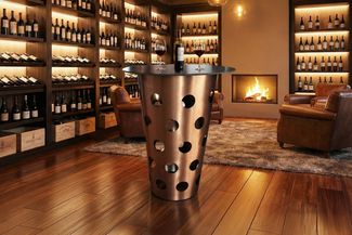 KAWOLA Tisch VINO Bartisch Keramik schwarz 80cm Gestell gebürsteter Edelstahl rosé gold 111 x 80 x 80 cm