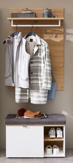 Garderoben-Set >Bari< (2-teilig) weiss matt / Eiche - 78 x 200 x 38 cm (BxHxT)
