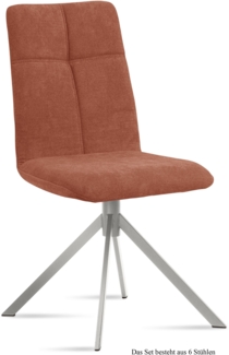 Esszimmerstuhl (6er-Set) Dorine 47x92x60 Edelstahl/Cognac