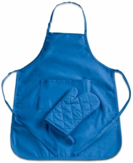 Städter 256033 Kinderschürze, Handschuh Set Blau Backzubehör, Baumwolle
