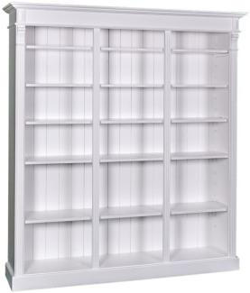 Casa Padrino Landhausstil Bücherschrank Weiß 180 x 39 x H. 197 cm - Massivholz Schrank - Regalschrank - Wohnzimmerschrank - Landhausstil Möbel