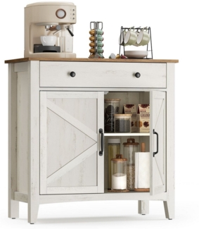 VASAGLE Küchenschrank, Sideboard mit Schubladen, Aufbewahrungsschrank mit Türen, verstellbare Ablage, Landhausstil, für Wohnzimmer Küche, 40 x 80 x 80 cm, vintageweiß-honigbraun BBKDE341W01