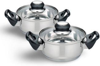 2x Edelstahl Kochtopf "Turin" 14cm kleine Kochtöpfe Küche Töpfe Topf Set 2 Stück