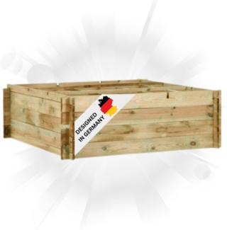 DELUKE® Hochbeet aus Kiefernholz FILIP Grün, imprägniert 120x120x40cm Wetterfest Gartenbeet Holz Kräuterbeet Blumenbeet Beet hoch Frühbeet für Garten Gemüsebeet