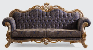 Casa Padrino Luxus Barock Sofa Blau / Silber / Gold 230 x 85 x H. 120 cm - Prunkvolles Wohnzimmer Sofa mit elegantem Muster - Möbel im Barockstil