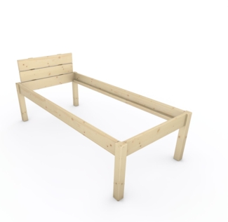 Pfostenbett "metallarm" Fichte Holzbett "Daybett" 90 x 200cm 58cm Einzelbett