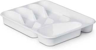 Besteckkasten für Schubladen, kompakter Besteckeinsatz ( 33,5x26x4,5cm ) - Weiß - Besteck Organizer - Besteckhalter für Küche - Schubladeneinsatz