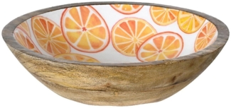 Kaemingk Dekoschale ARANCIO, Ø 28 cm, Braun, Weiß, Orange, Mangoholz (1 St)