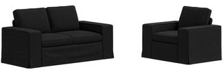 vidaXL Sofa 2 pcs Schwarz 182 x 80 x 82 cm Stoff 3407502
