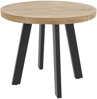 Esstisch rund Akazienholz natur massiv 80 cm schwarz SOPHIA 527832
