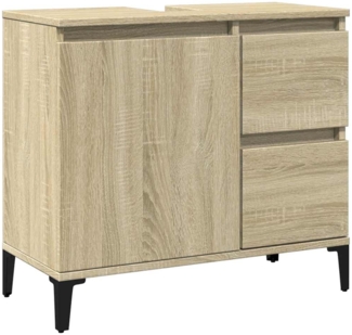 Badschrank, Badezimmerschrank Sonoma-Eiche 65 x 33 x 60 cm Holzwerkstoff