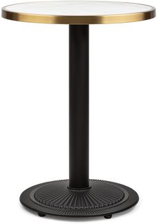 blumfeldt Patras Jewel Bistro-Tisch - Gartentisch im Jugendstil, weiße 57,5 cm Ø Marmortischplatte, 75 cm Höhe, für drinnen und draußen, witterungsbeständig, runder gusseiserner Standfuß, schwarz