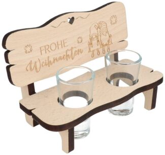 Spruchreif® Schnapsglas Schnapsbank mit Gravur, Frohe Weihnachten und ein gutes Neues Jahr