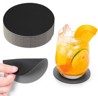 Coonoor Getränkeuntersetzer 12er Doppelseitigen Gläser Leder Untersetzer,Abwischbar, Zubehör für Tisch & Gläser